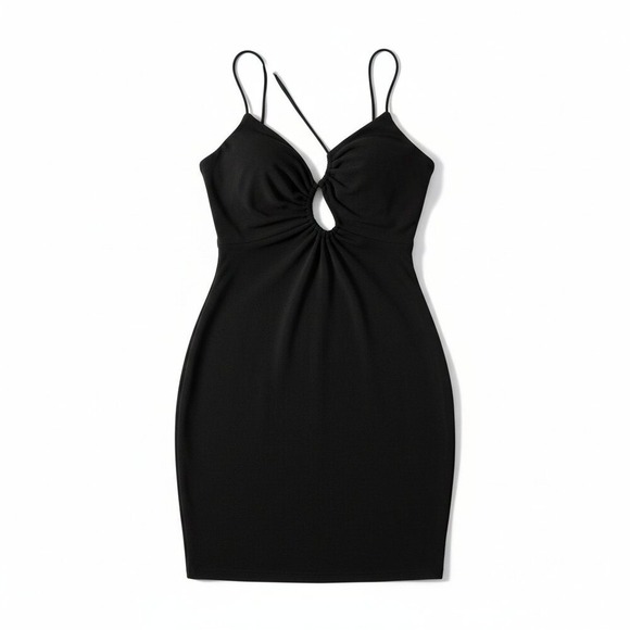 Zara Dresses & Skirts - ZARA Asymmetric Draped Mini Dress Black XS Bodycon Date Night Clubwear